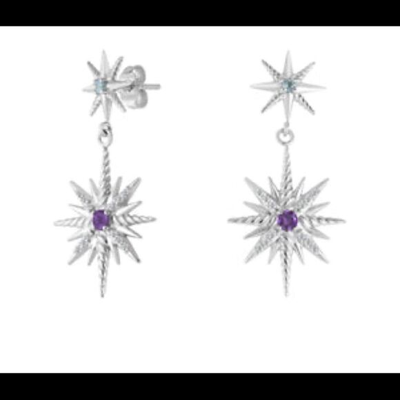 Constellation Cable Drop Gemstone & Diamond Earrings - Picture 1 of 2